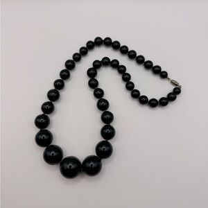 VINTAGE Black Beaded Necklace